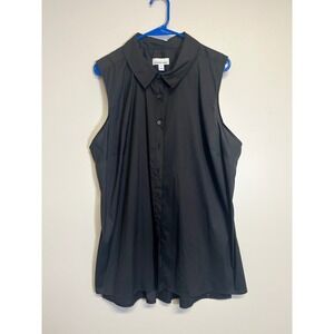 Lemon Way Women's‎ Black Sleeveless Button Up Shirt Size 1X